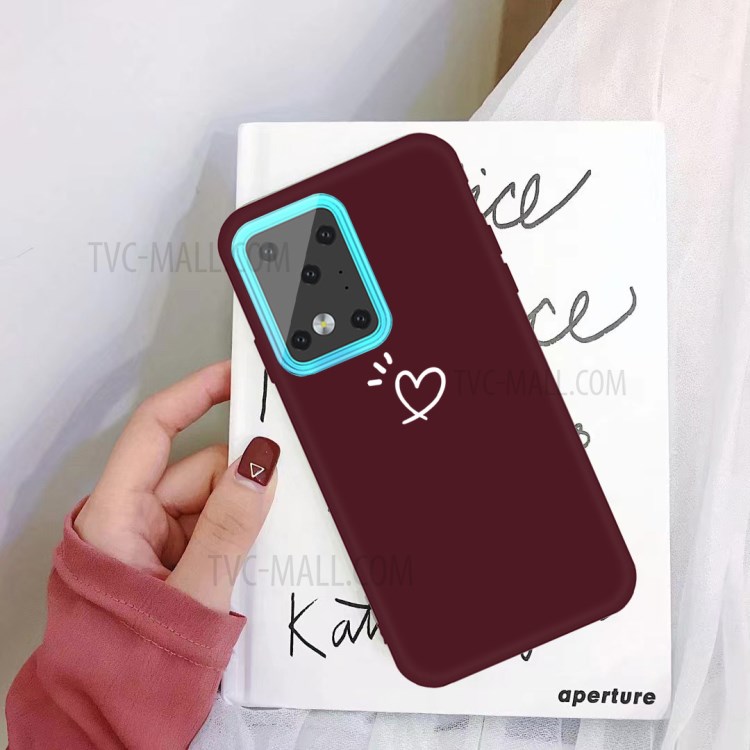 Love Heart Pattern Printing Matte TPU Back Shell for Samsung Galaxy S20 Ultra - Wine Red-2