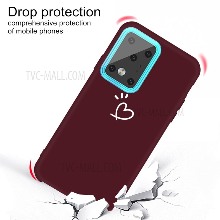 Love Heart Pattern Printing Matte TPU Back Shell for Samsung Galaxy S20 Ultra - Wine Red-3