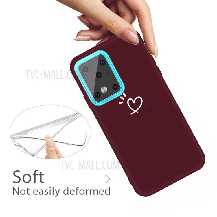Love Heart Pattern Printing Matte TPU Back Shell for Samsung Galaxy S20 Ultra - Wine Red-4