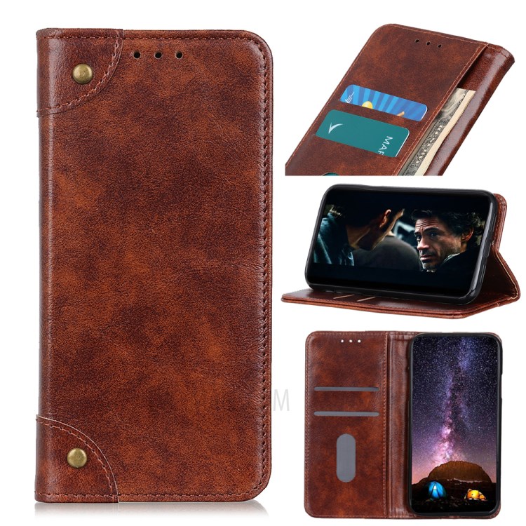 Auto-absorbed Wallet Leather Stand Case for Samsung Galaxy A81 / Note 10 Lite - Brown-1