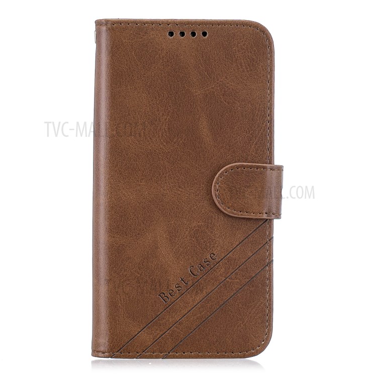 Solid Color Wallet Stand Leather Flip Shell Casing for Samsung Galaxy M30s/M21 - Coffee-2