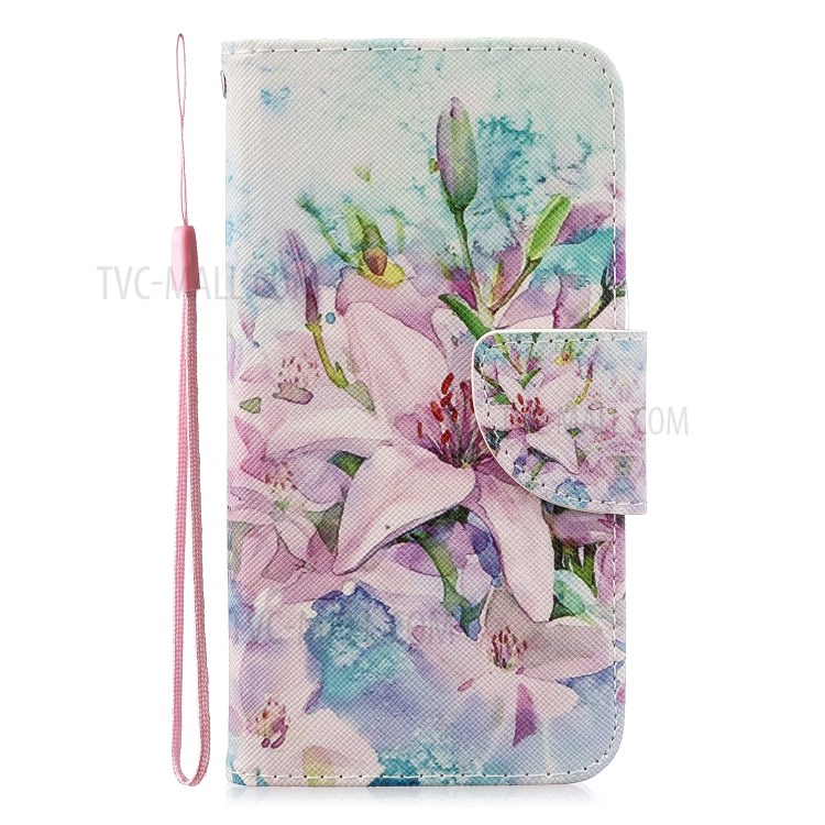 Pattern Printing Cross Texture Leather Wallet Case for Samsung Galaxy A10 - Vivid Flower-2