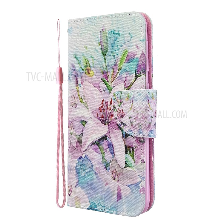 Pattern Printing Cross Texture Leather Wallet Case for Samsung Galaxy A10 - Vivid Flower-3