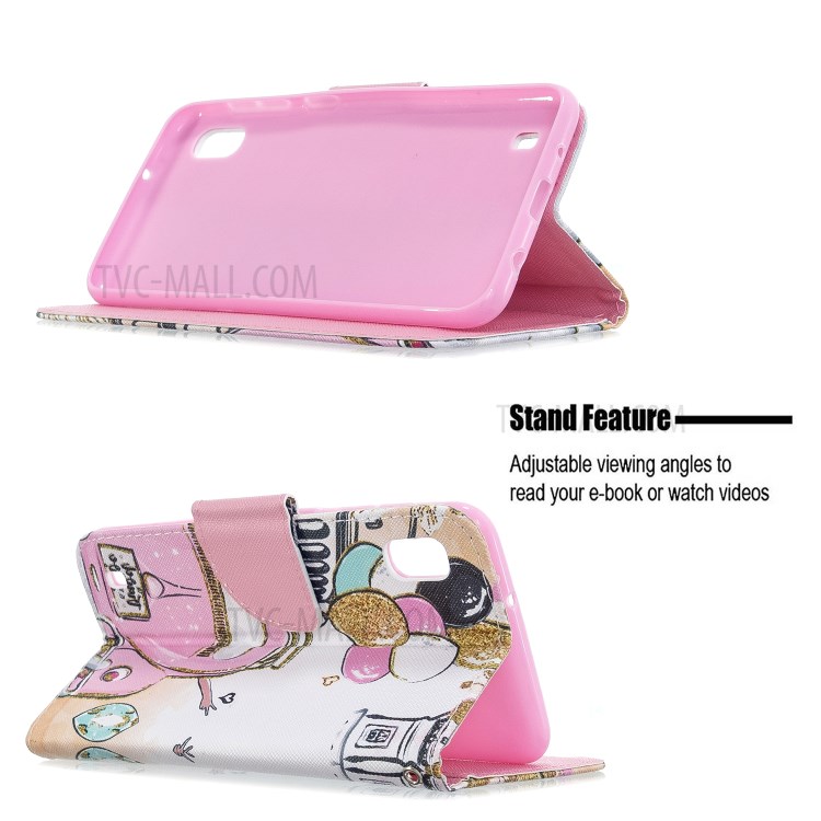 Pattern Printing Cross Texture Leather Wallet Case for Samsung Galaxy A10 - Car with Balloons-6