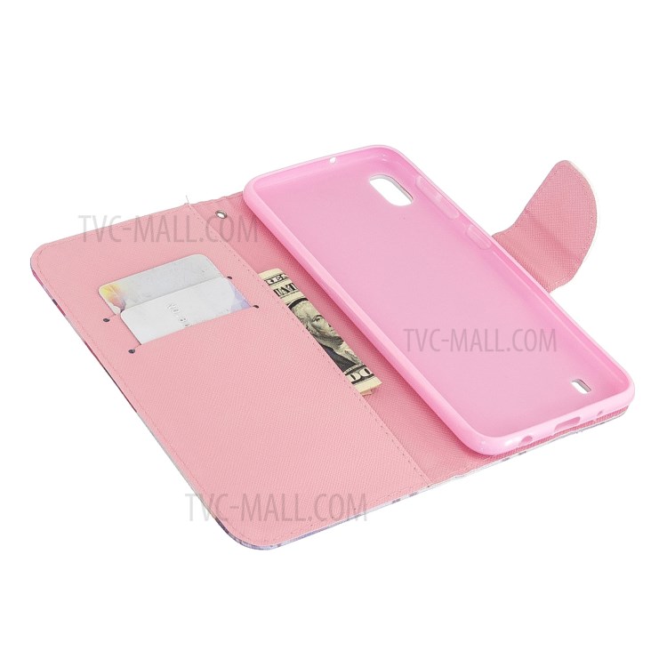 Pattern Printing Cross Texture Leather Wallet Case for Samsung Galaxy A10 - Blooming Flower-5