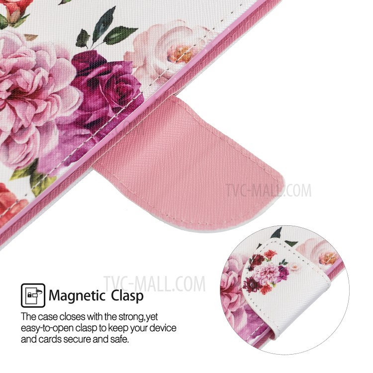 Modèle Impression de Texture Croisée Case de Portefeuille en Cuir Pour Samsung Galaxy A10 - Fleur en Fleurs-7