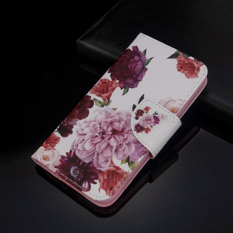 Modèle Impression de Texture Croisée Case de Portefeuille en Cuir Pour Samsung Galaxy A10 - Fleur en Fleurs-8