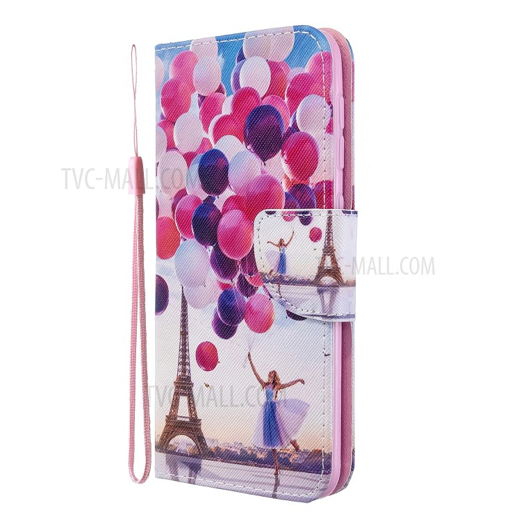 Pattern Printing Cross Texture Leather Wallet Case for Samsung Galaxy A10 - Balloons-3
