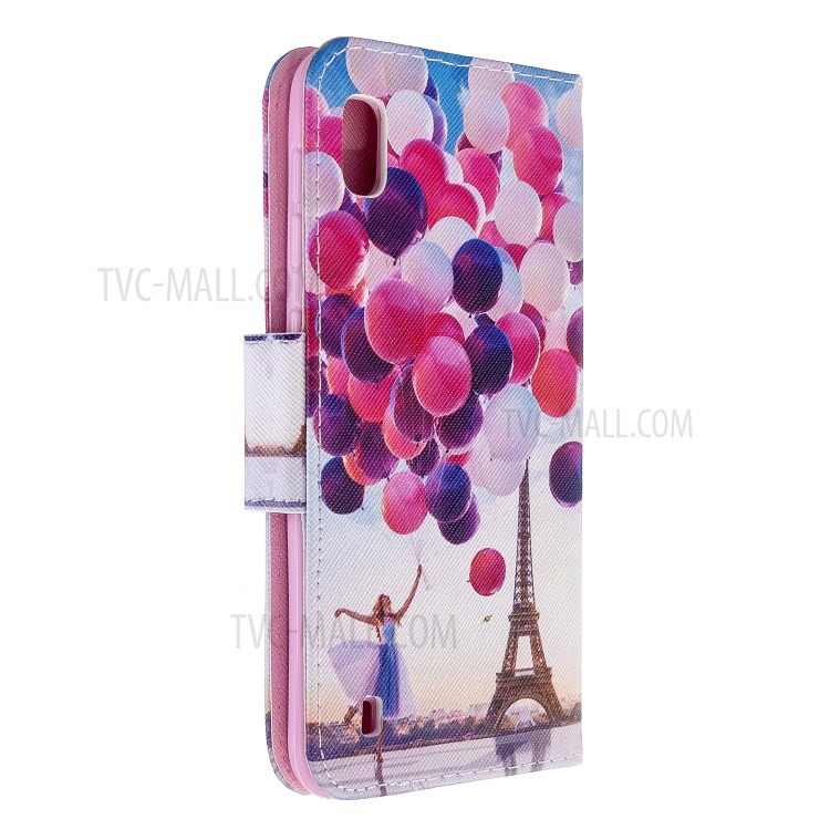 Pattern Printing Cross Texture Leather Wallet Case for Samsung Galaxy A10 - Balloons-4