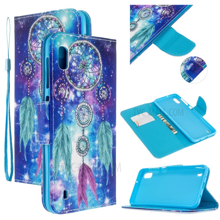 Pattern Printing Cross Texture Leather Wallet Case for Samsung Galaxy A10 - Dream Catcher-1