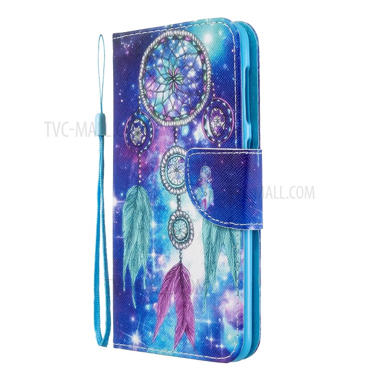 Pattern Printing Cross Texture Leather Wallet Case for Samsung Galaxy A10 - Dream Catcher-3