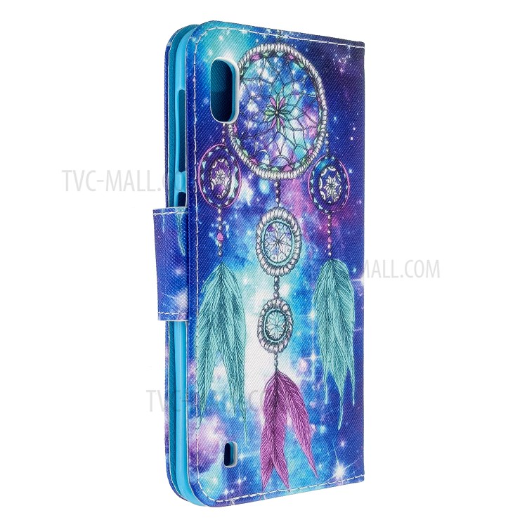Pattern Printing Cross Texture Leather Wallet Case for Samsung Galaxy A10 - Dream Catcher-4