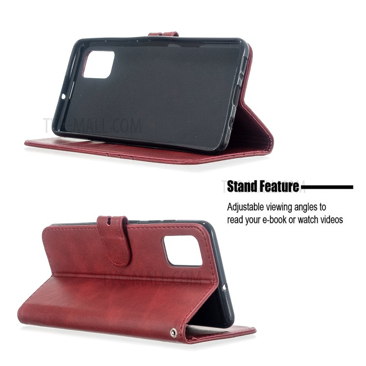 Wallet Leather Stand Case for Samsung Galaxy A51 - Red-6