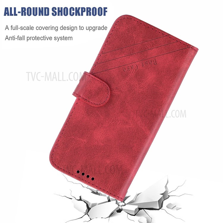 Wallet Leather Stand Case for Samsung Galaxy A51 - Red-7