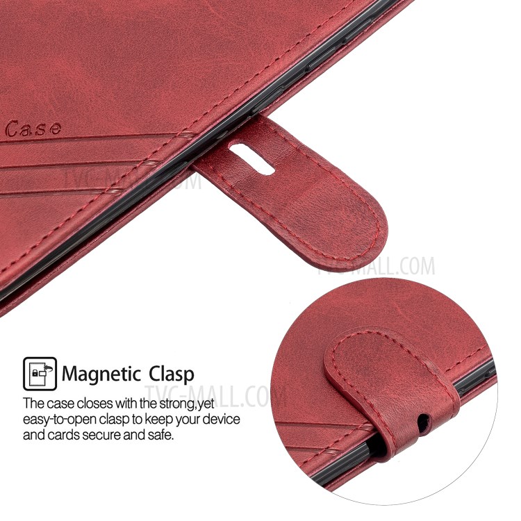 Wallet Leather Stand Case for Samsung Galaxy A51 - Red-8