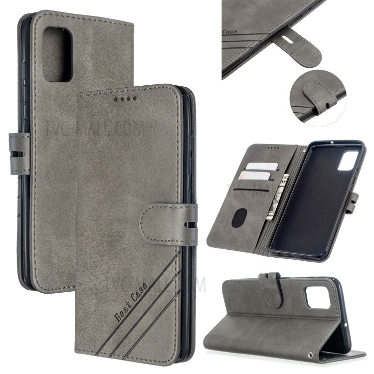 Wallet Leather Stand Case for Samsung Galaxy A51 - Grey-1
