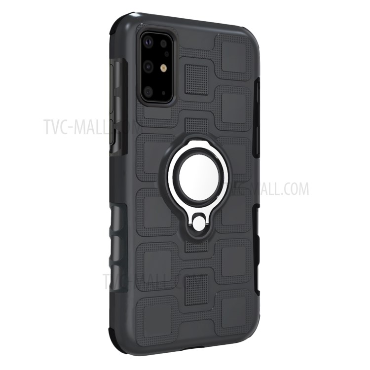 Geometric Style TPU+PC Cover with Magnetic Car Mount Ring Holder for Samsung Galaxy S20 Ultra/S11 Plus - Black-3