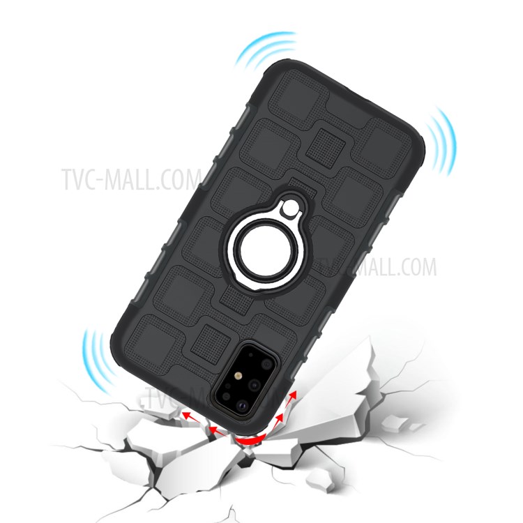 Geometric Style TPU+PC Cover with Magnetic Car Mount Ring Holder for Samsung Galaxy S20 Ultra/S11 Plus - Black-5