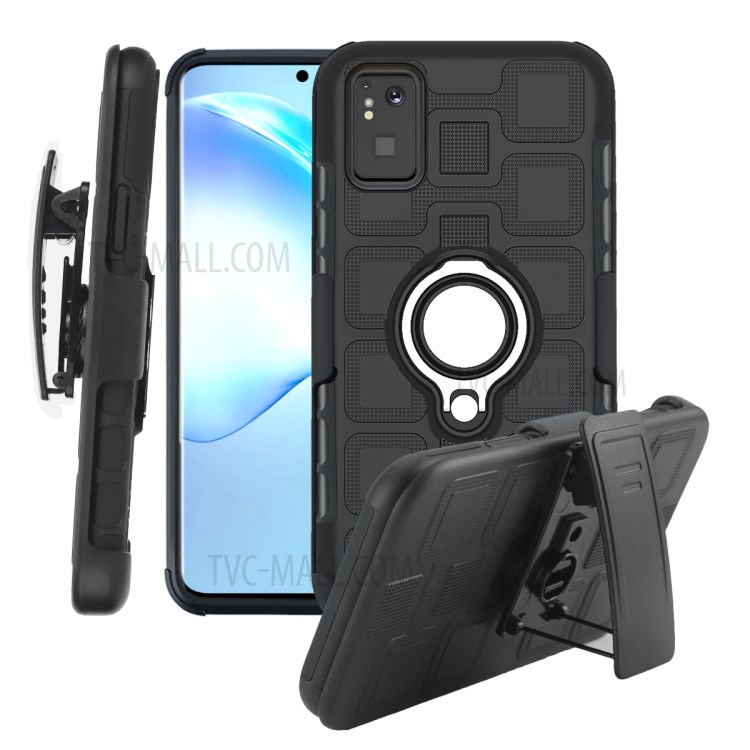 TPU + PC Hybrid Phone Cover with Kickstand for Samsung Galaxy S20 - Black-3