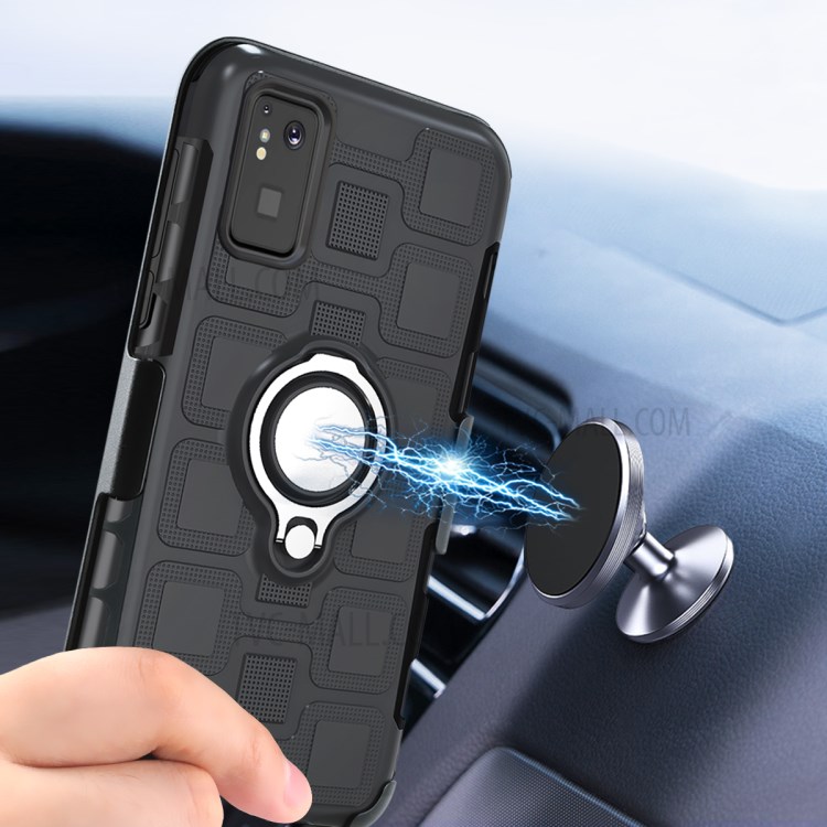 TPU + PC Hybrid Phone Cover with Kickstand for Samsung Galaxy S20 - Black-4