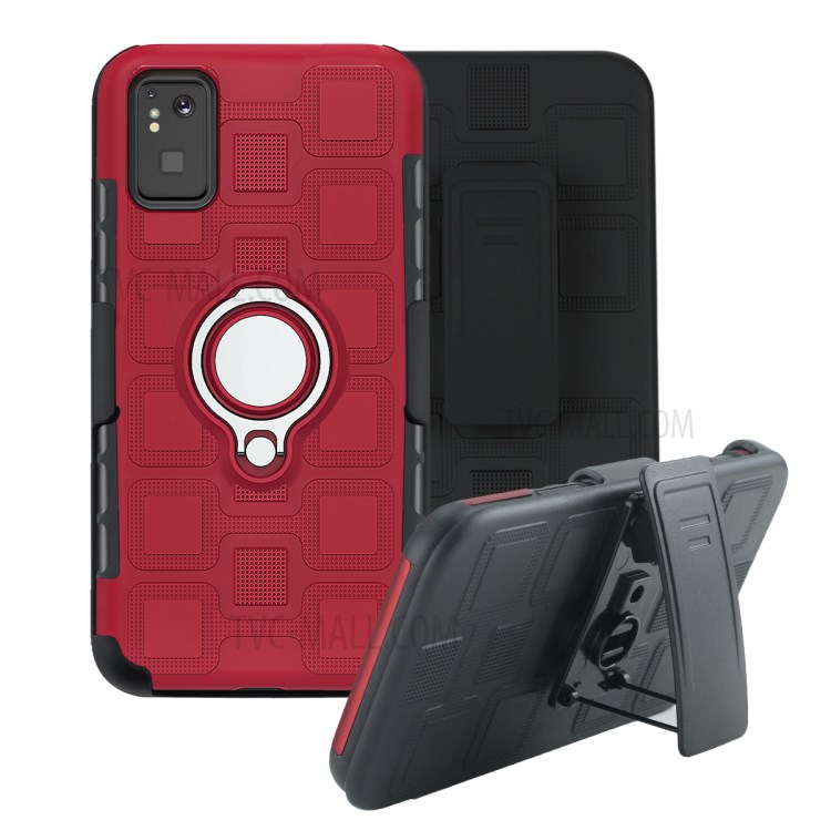TPU + PC Hybrid Phone Cover with Kickstand for Samsung Galaxy S20 - Red-1