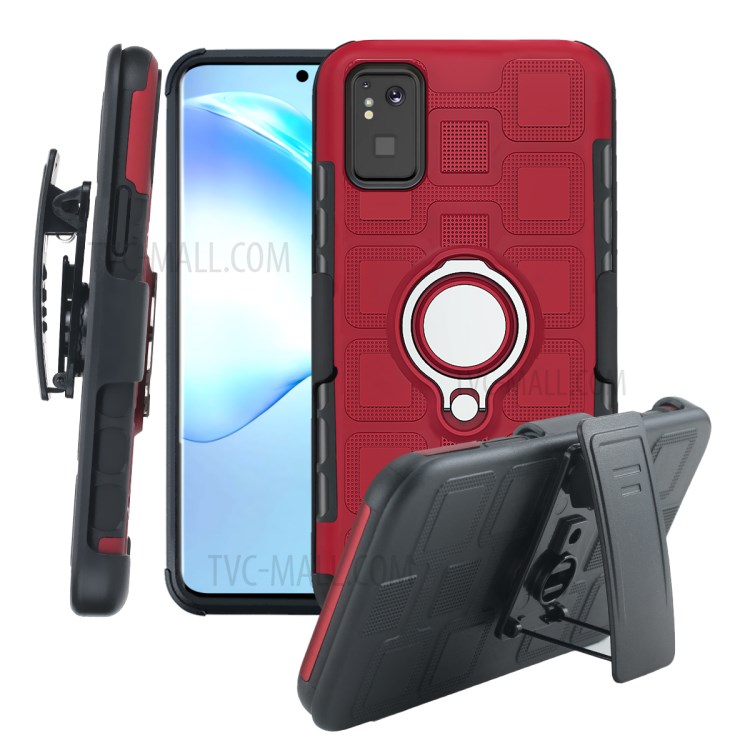TPU + PC Hybrid Phone Cover with Kickstand for Samsung Galaxy S20 - Red-3