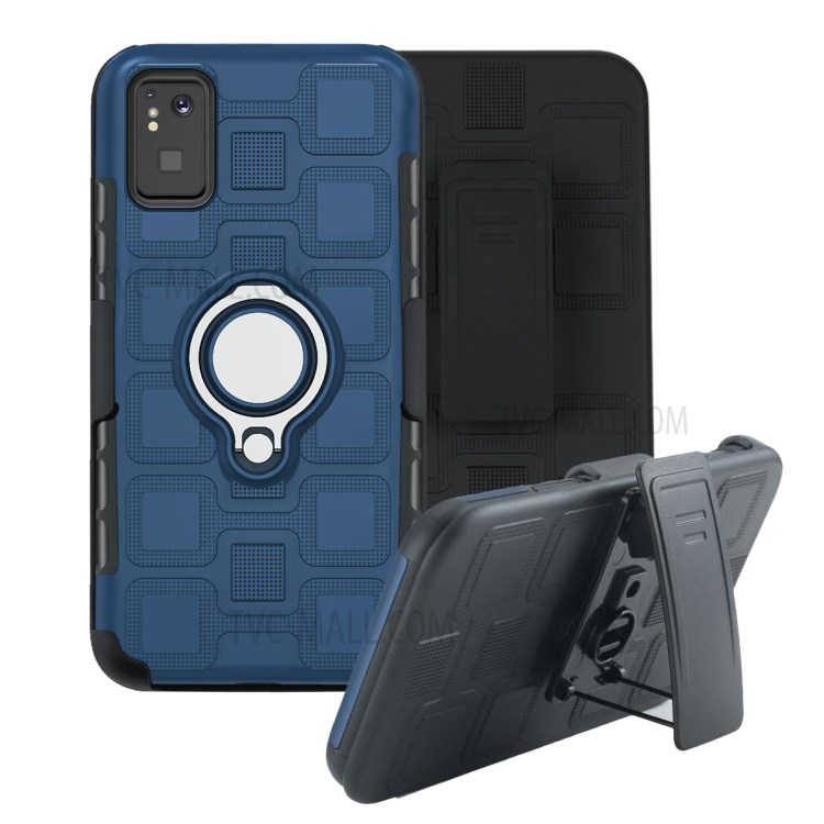 TPU + PC Hybrid Phone Cover with Kickstand for Samsung Galaxy S20 - Dark Blue-1