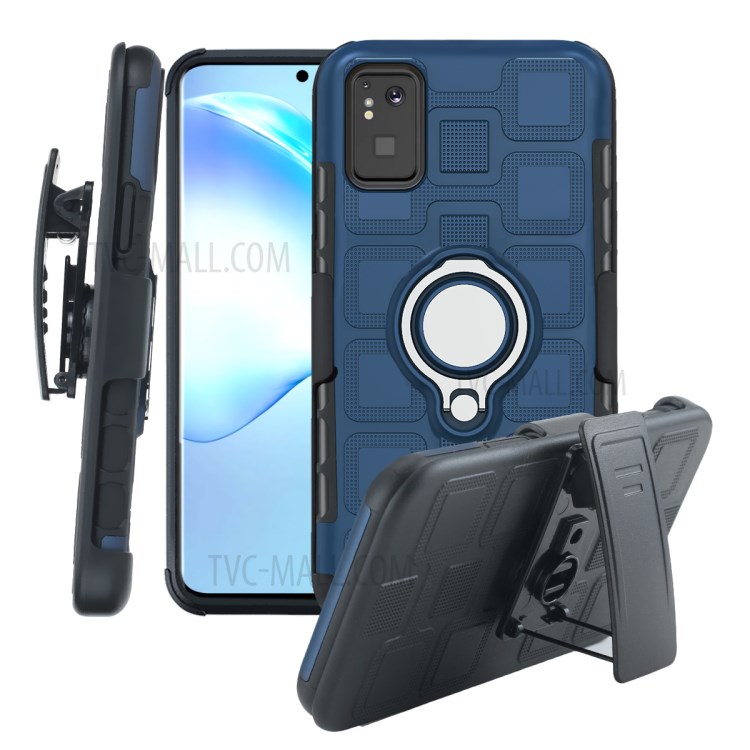 TPU + PC Hybrid Phone Cover with Kickstand for Samsung Galaxy S20 - Dark Blue-3