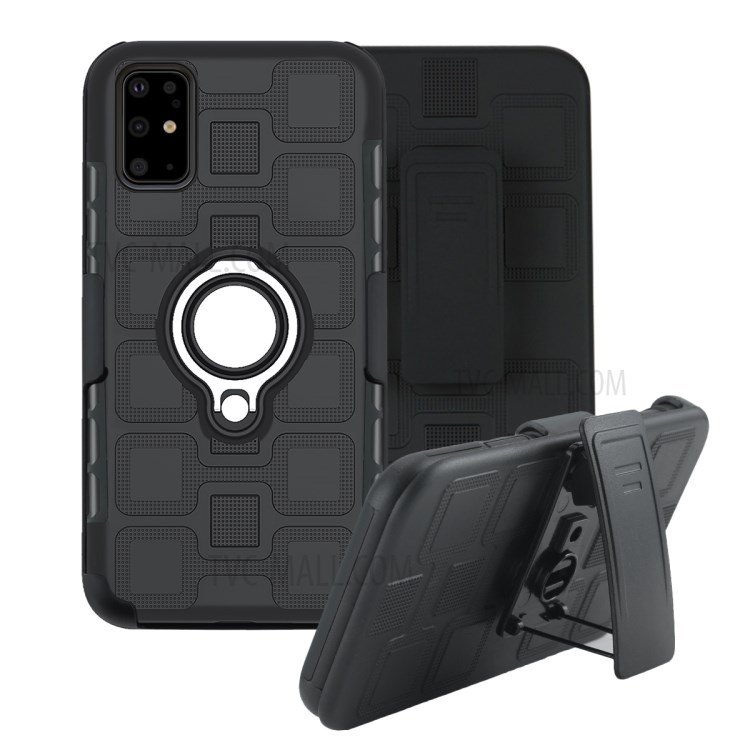 PC+TPU Hybrid Phone Cover with Kickstand for Samsung Galaxy S20 Ultra - Black-1