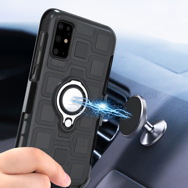 PC+TPU Hybrid Phone Cover with Kickstand for Samsung Galaxy S20 Ultra - Black-4