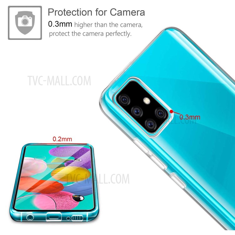 Clear TPU Cover + 0.3mm Tempered Glass Screen Protective Film for Samsung Galaxy A51-7