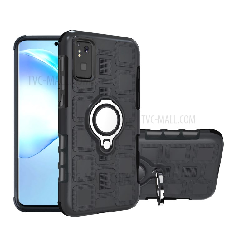 Geometric Pattern TPU PC Hybrid Shell with Kickstand for Samsung Galaxy S20/S11e - Black-1