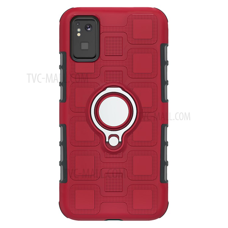 Geometric Pattern TPU PC Hybrid Shell with Kickstand for Samsung Galaxy S20 - Red-2
