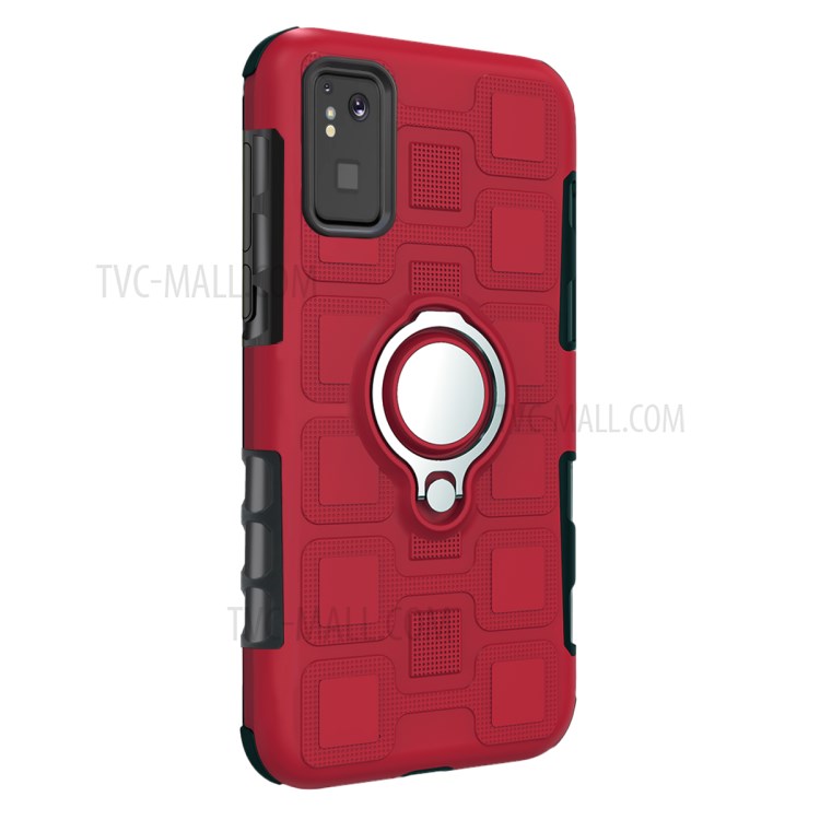 Geometric Pattern TPU PC Hybrid Shell with Kickstand for Samsung Galaxy S20 - Red-3