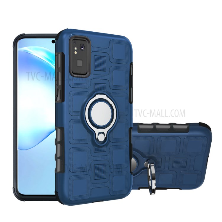Geometric Pattern TPU PC Hybrid Shell with Kickstand for Samsung Galaxy S20 - Dark Blue-1