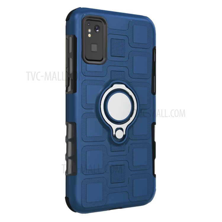 Geometric Pattern TPU PC Hybrid Shell with Kickstand for Samsung Galaxy S20 - Dark Blue-3