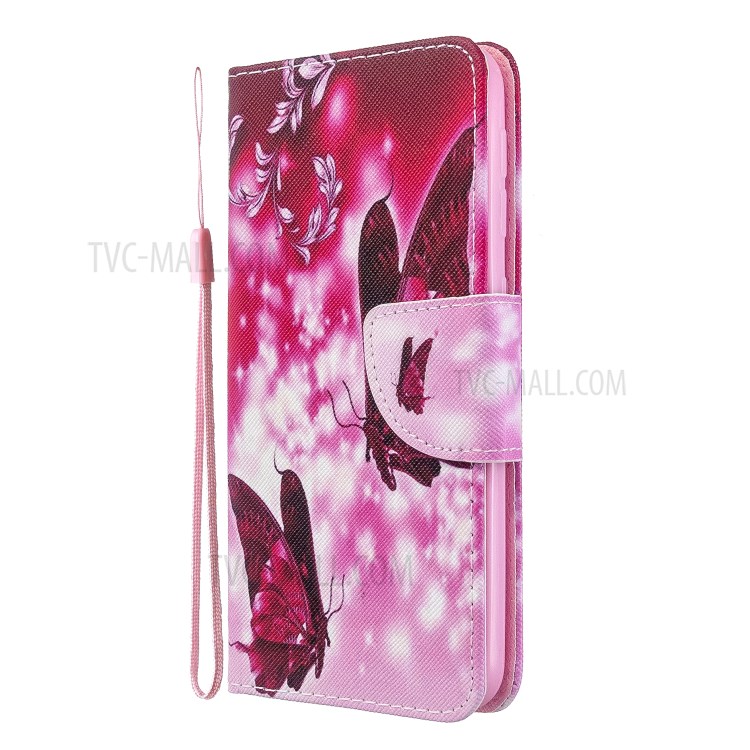 Pattern Printing Cross Texture Leather Wallet Stand Case for Samsung Galaxy A20e/A10e - Butterflies-3