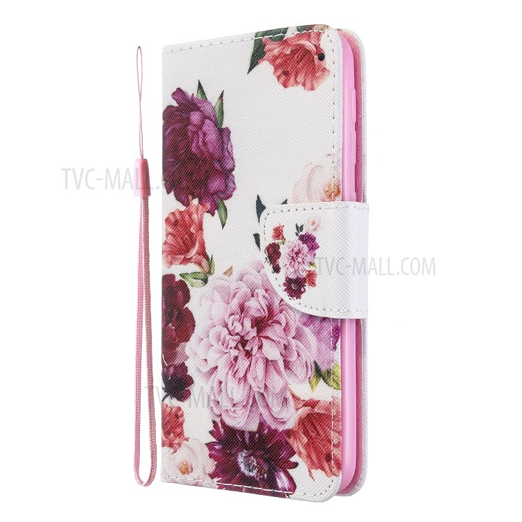 Pattern Printing Cross Texture Leather Wallet Stand Case for Samsung Galaxy A20e/A10e - Vivid Flowers-3