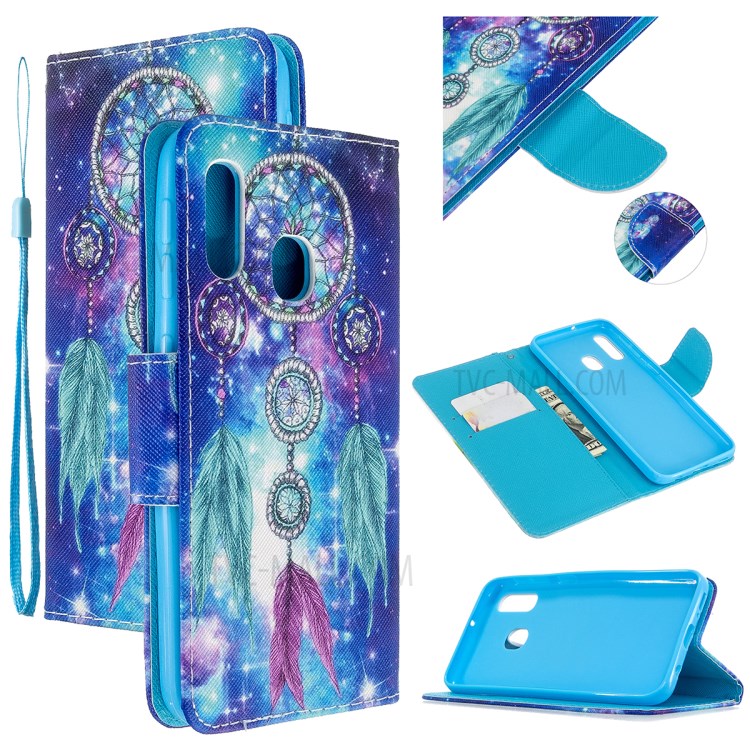 Pattern Printing Cross Texture Leather Wallet Stand Case for Samsung Galaxy A20e/A10e - Dream Catcher-1