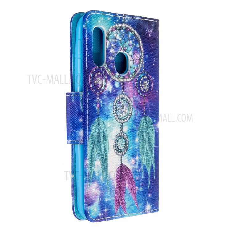 Pattern Printing Cross Texture Leather Wallet Stand Case for Samsung Galaxy A20e/A10e - Dream Catcher-4