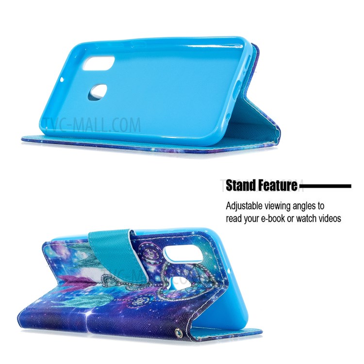 Pattern Printing Cross Texture Leather Wallet Stand Case for Samsung Galaxy A20e/A10e - Dream Catcher-6