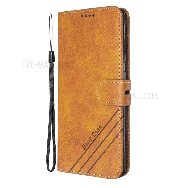 Solid Color Wallet Stand Leather Phone Case for Samsung Galaxy A71 - Brown-3