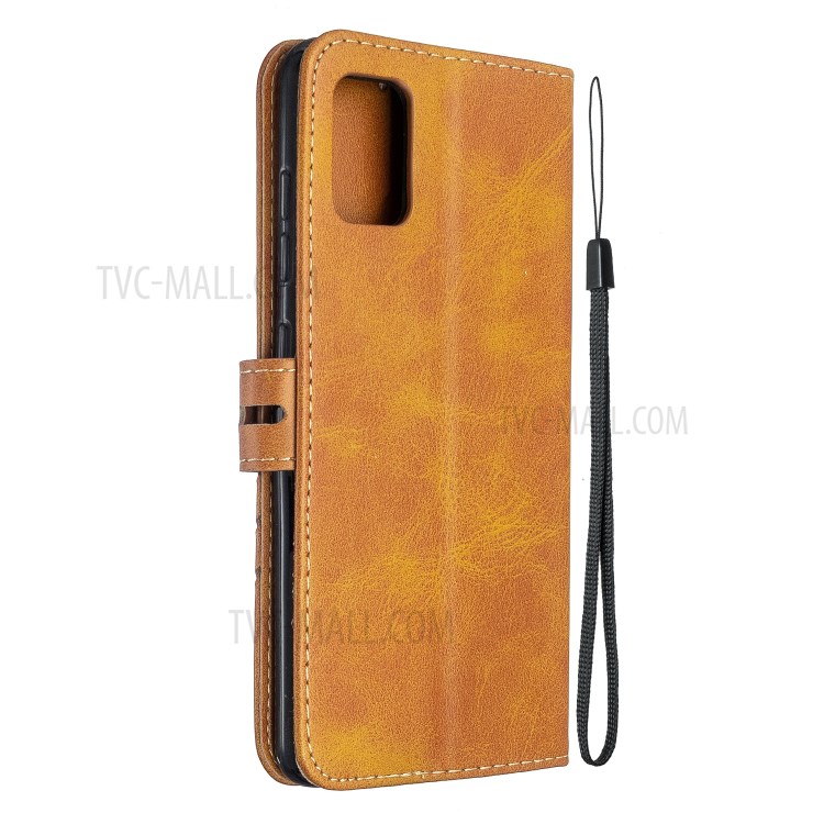 Solid Color Wallet Stand Leather Phone Case for Samsung Galaxy A71 - Brown-4