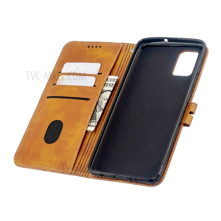 Solid Color Wallet Stand Leather Phone Case for Samsung Galaxy A71 - Brown-5