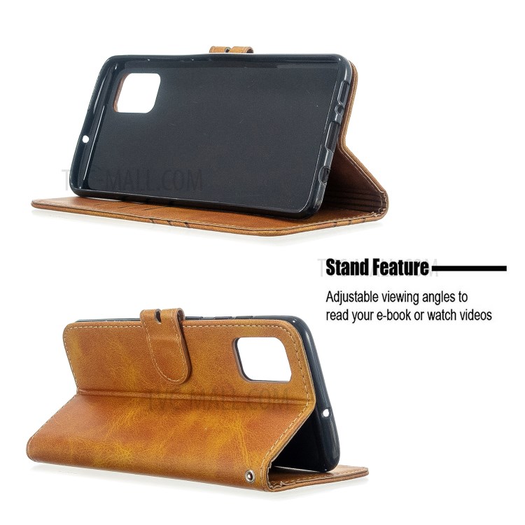 Solid Color Wallet Stand Leather Phone Case for Samsung Galaxy A71 - Brown-6