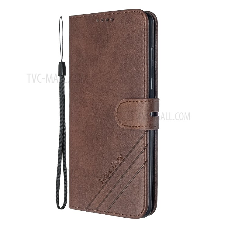 Solid Color Wallet Stand Leather Phone Case for Samsung Galaxy A71 - Coffee-3