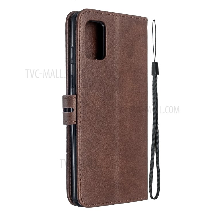 Solid Color Wallet Stand Leather Phone Case for Samsung Galaxy A71 - Coffee-4