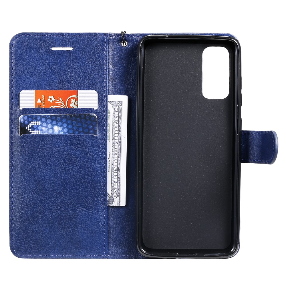 KT Leather Series-2 Caso de Proteção ao Celular Com Couro de Carteira Para Samsung Galaxy S20 4G/S20 5G - Azul-4