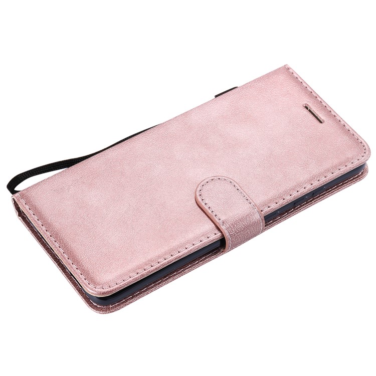 Solid Color PU Leather Flip Phone Cover with Strap for Samsung Galaxy S20 Plus - Rose Gold-5