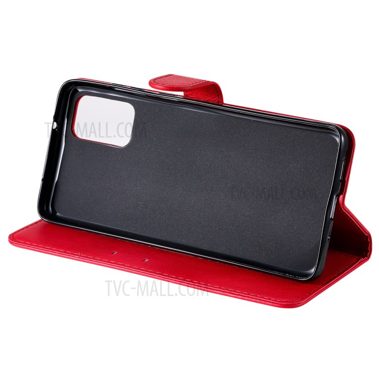 Solid Color PU Leather Flip Phone Cover with Strap for Samsung Galaxy S20 Plus - Red-7
